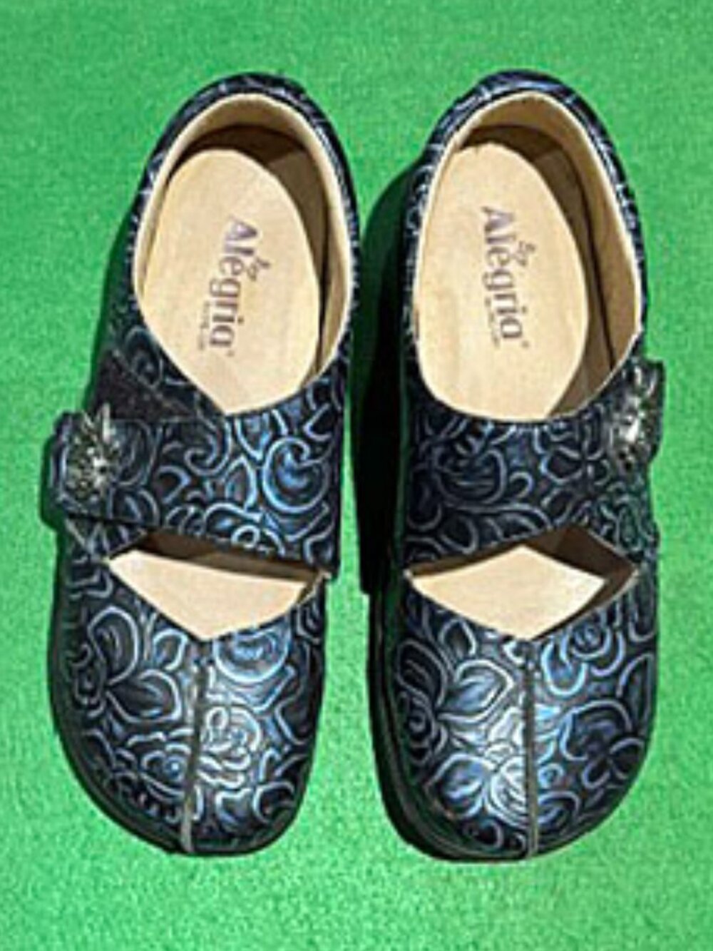 Alegria Women's shoes Size 40, navy blue and light blue pattern